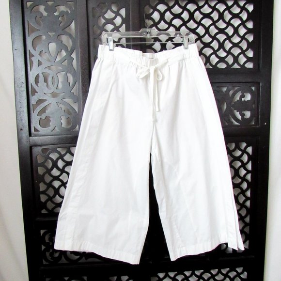 Vince Pants - VINCE Wide Leg Cotton Pants Side-Slit Culottes in White Size- M/L